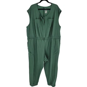 all in motion Women's Green Sleeveless V-neck Pocket Athletic Jumpsuit Size 4X - Picture 1 of 4