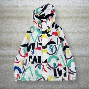 Vintage Volcom Puffer Ski Jacket S White Multicolor Full Zip Insulated 90s - Picture 1 of 9