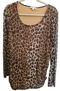 Indigo Rose Top Bluse Leopardenmuster Langarm Gr. L Polyester Elasthan Neu ohne Etikett - Bild 1 von 10