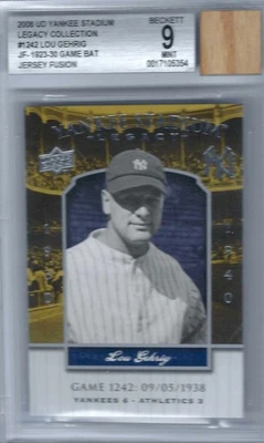 Lou Gehrig,2008 年 UD 洋基体育场遗产收藏,GU 球棒,Beckett 9。 — 第 1/2 张图片