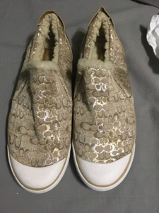 Coach 9,5 M Beale Shearling Signature-C Gold Sneaker Tennisschuhe - Bild 1 von 3