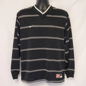 Vintage Nike Team Sport 90er schwarz & weiß gestreifter Mesh V-Ausschnitt Pullover Gr. Small USA - Bild 1 von 7