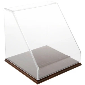 Plymor Clear Acrylic Slanted Front Case w/ Hardwood Base, 10" x 10" x 10" - Picture 1 of 1