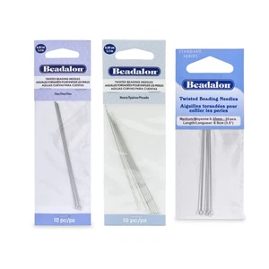 Needles Da Perline Twisted Beadalon® Lunghezza 8.9cm 10 Pezzi * Scegli La Taglia - Picture 1 of 4