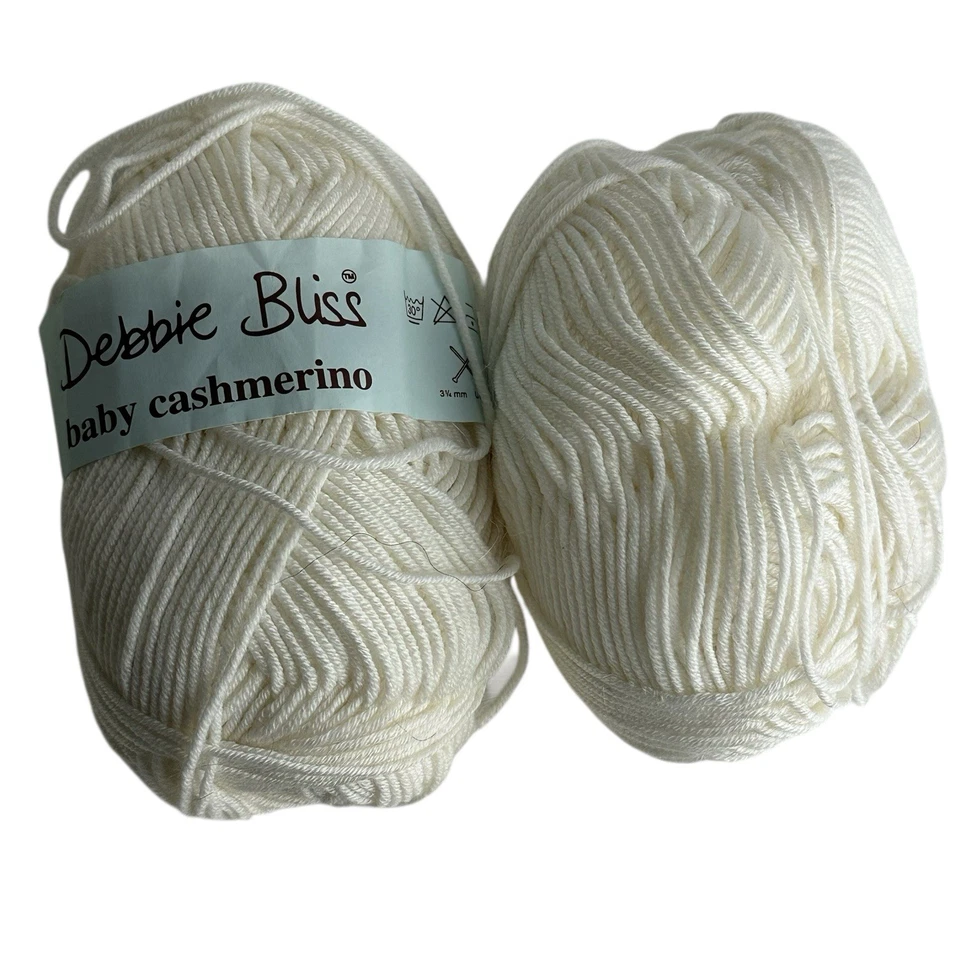 Debbie Bliss Baby Cashmerino Blanco Lana Merino Cachemira Lote De 2 Foto 1 de 4