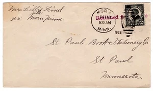 #610 Harding 1923 "Returned for Porto" Mora MN to St Paul - Bild 1 von 2