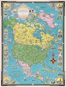North America - 1945 - Pictorial Map Poster - Picture 1 of 1