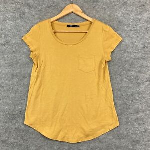 Sportsgirl Womens Shirt Top Size 2XS Yellow Short Sleeve Scoop Neck 278.31