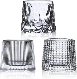 Whisky Glass Set of 3, 5Oz Whiskey Tumbler Glasses Flat Bottom Crystal Whiskey - Picture 1 of 8