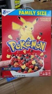 New General Mills Pokémon Berry Bolt Flavored Cereal 17 oz. Family Size Pikachu - Picture 1 of 1
