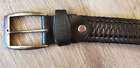 Hugo Boss Dark Brown Leather Braided Belt 47"