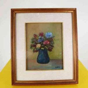 quadro olio su tela vaso di fiori - Picture 1 of 7