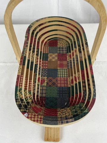 Vintage R M S Collapsible Wooden Basket Handcrafted by Traditions Unique Cover