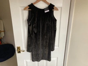 BRAND NEW TOPSHOP BLACK SHIMMER LONG SLEEVE DRESS EVENING UK 8 SMALL BNWT - Picture 1 of 9