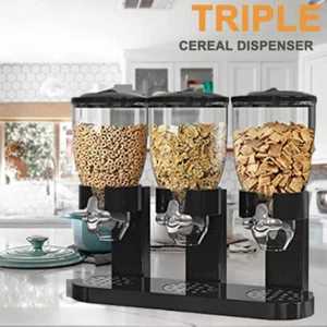 Triple/Double Cereal Dispenser Dry Food Storage Container Pasta Kitchen Machine - Picture 1 of 34