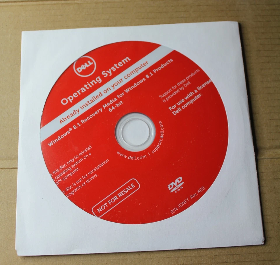 Dell Operating System Windows 8.1 Recovery Media 64 Bit DVD Sealed Genuine JDNFT - Image 1 of 1