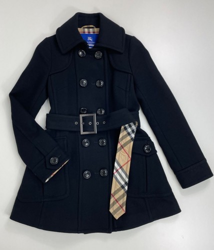 Cappotto lungo Burberry Blue Label nero interno check lana taglia 38 donna moda esterno