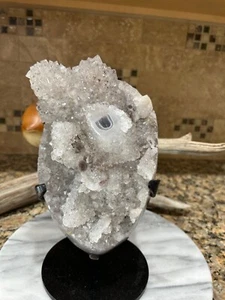 Silver amethyst quartz crystal geode on stand 9 lb 11 oz - Picture 1 of 7