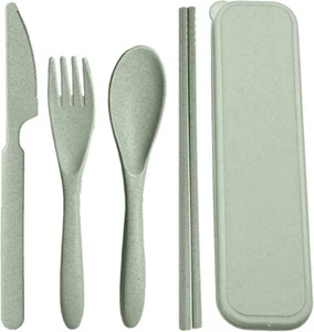 4PCS Portable Utensils Chopstick Fork Knife Spoon Set for Travel Picnic Camping - Picture 1 of 5