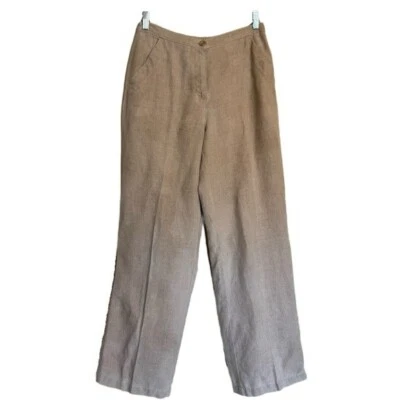 LL Bean Womens Size 8 Linen Pants Beige Tan Button Straight Beach Summer Casual - Image 1 of 4