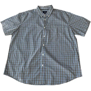 Mens Basic Editions 2XL Tall Blue Check Button Down Short Sleeve - Picture 1 of 4