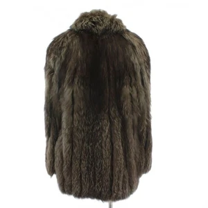 Vintage Silver Fox Fur Coat Mid Length Real Fox Dark Brown Hook Closure Japan - Picture 1 of 4