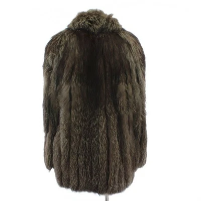 Vintage Silver Fox Fur Coat Mid Length Real Fox Dark Brown Hook Closure Japan - Image 1 of 4