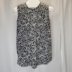 Vince Camuto schwarz weiß gepunktete ärmellose Tunika Polyester Bluse, S - Bild 1 von 10