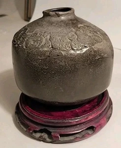 Jarrón de cerámica artística de arcilla impresa asiática con diseño de criatura marina - 3" - ¡¡Casi como nuevo!!! - Imagen 1 de 24