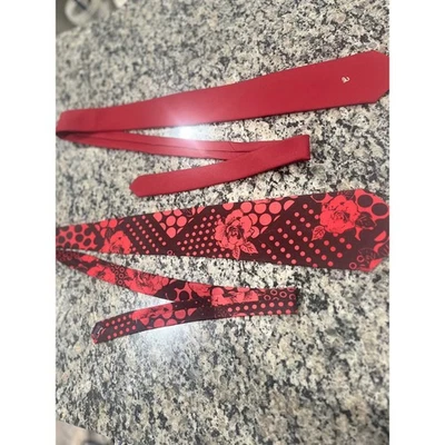 JOHN HENRY Halston 原装男式红色花卉圆点丝绸混纺领带 — 第 1/4 张图片