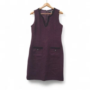 Karl Lagerfeld Dress UK 8 Purple Sleeveless Designer 60's Shift Style - Preloved - Picture 1 of 24