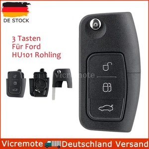 Klapp Schlüssel Gehäuse 3 Tasten HU101 für Ford Focus Fiesta Mondeo C-Max S-Max - Bild 1 von 8