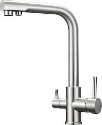 Hapilife 3-Way Kitchen Tap with Filter - Brushed Nickel, 360° Swivel - Image 1 of 4