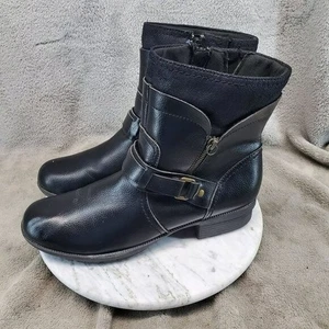 Clarks Zapatos Mujer Talla 11 Negro Cuero Botines *Leer* - Imagen 1 de 7