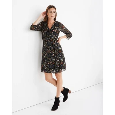 Vestido envolvente Madewell para mujer manga transparente con volantes en pinzón floral TALLA XL Foto 1 de 4