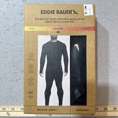 DAMAGED BOX 2-Piece Set Eddie Bauer Heavyweight Base Layer Crew Pant  Mens Med - Image 1 of 4