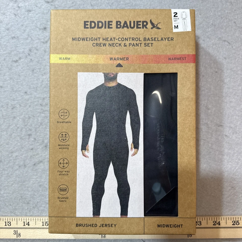 DAMAGED BOX 2-Piece Set Eddie Bauer Heavyweight Base Layer Crew Pant  Mens Med - Image 1 of 4