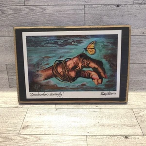 Großmutters Schmetterling von Rickey Charles signierter Druck gerahmt in Katrina Holz - Bild 1 von 9