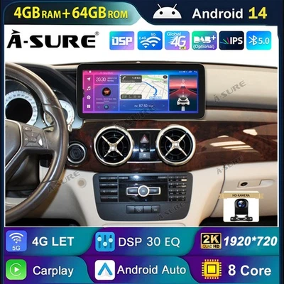 12.3" 4+64GB Android 15 Autoradio Navi +Kam Für Mercedes GLK Klasse X204 NTG 4.5 - Bild 1 von 4