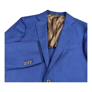 Men Suitsupply Blazer Havana Patch HL Pure Wool Royal Blue Size 24 UK/USA 38S - Picture 1 of 23