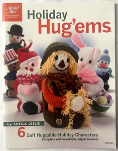 Holiday Hug'ems Crochet Patterns Book Snowman Santa + W/ Edged Fleece Blankets - Picture 1 of 2