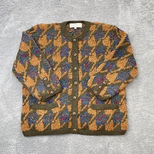 VTG Peruvian Connection Sweater Women Extra Large Brown Cardigan Wool Aztec - Picture 1 of 7