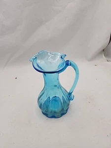 Vintage Handlown Glass Blue Pitcher - Picture 1 of 8
