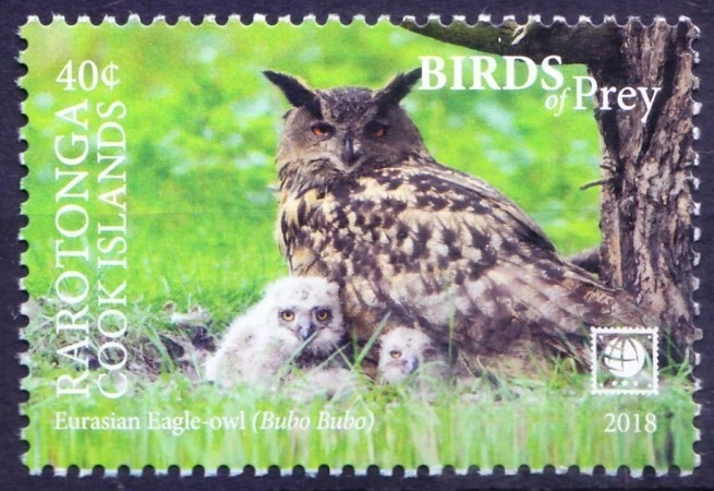Islas Cook, Rarotonga 2018 MNH Búho águila euroasiático con búho (p) aves rapaces Foto 1 de 1