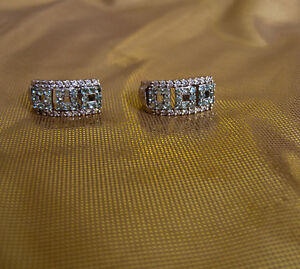  0.88 CT Paraiba Tourmaline and Diamond Earrings in 14k White Gold