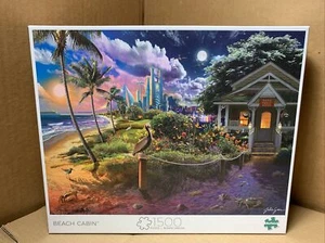 Buffalo Games 1500 Jigsaw Puzzle Beach Cabin Sky Scrappers Julia Green COMPLETE - Picture 1 of 11