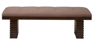 59 Latte and Espresso Upholstered Linen Blend Dining Bench - Picture 1 of 1