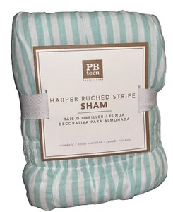 Pottery Barn Teen Harper  Ruched Stripe QUILTED Standard Pillow Sham New - Picture 1 of 2