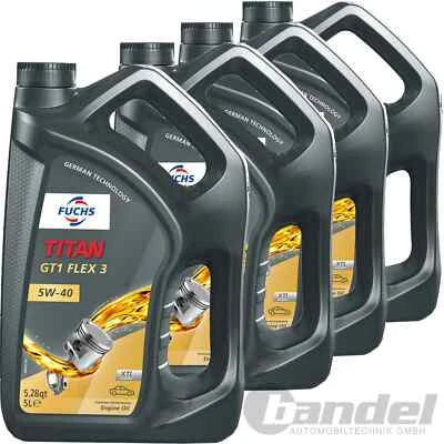 4x5L FUCHS TITANIUM GT1 FLEX 3 5W40 Fits MB 229.52 BMW LL04 ACEA C3 API SN - Image 1 of 4