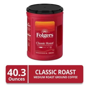 Folgers Classic Roast Gemahlener Kaffee, Mittlere Röstung, 40,3 Unzen Kanister - Bild 1 von 8